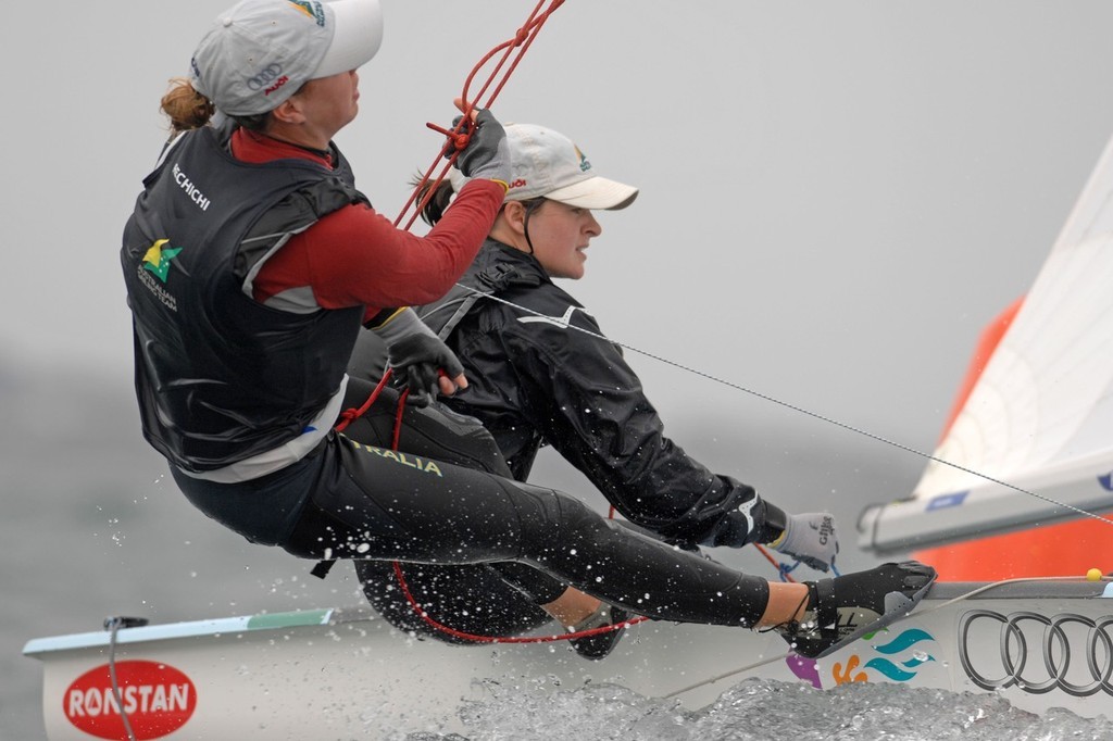 Tessa Parkinson, Elise Rechichi (AUS)- 2008 Sail Melbourne 470 World Championship<br />
 © Jeff Crow/ Sport the Library http://www.sportlibrary.com.au